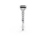 White gold Fancy Black Asscher Cut Diamond Cathedral Solitaire Ring with Round  Pavé Band_36