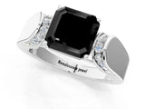 White gold Fancy Black Asscher Cut Diamond Channel Set Solitaire Ring with Four-Prong Setting_20
