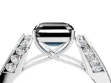 White gold Fancy Black Asscher Cut Diamond Channel Set Solitaire Ring with Four-Prong Setting_23