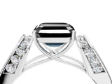 White gold Fancy Black Asscher Cut Diamond Channel Set Solitaire Ring with Four-Prong Setting_7