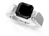 White gold Fancy Black Asscher Cut Diamond Channel Set Solitaire Ring with Four-Prong Setting_7
