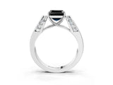 White gold Fancy Black Asscher Cut Diamond Channel Set Solitaire Ring with Four-Prong Setting_9