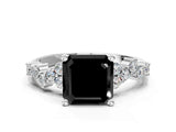 White gold Fancy Black Asscher Cut Diamond Cluster Pavé Band with Four-Prong Setting_24