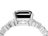 White gold Fancy Black Asscher Cut Diamond Cluster Pavé Band with Four-Prong Setting_28