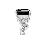 White gold Fancy Black Asscher Cut Diamond Cluster Pavé Band with Four-Prong Setting_29