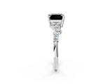 White gold Fancy Black Asscher Cut Diamond Cluster Pavé Band with Four-Prong Setting_5