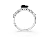 White gold Fancy Black Asscher Cut Diamond Cluster Pavé Band with Four-Prong Setting_6