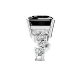 White gold Fancy Black Asscher Cut Diamond Cluster Pavé Band with Four-Prong Setting_8