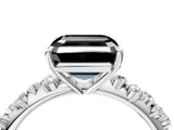 White gold Fancy Black Asscher Cut Diamond Cluster Side Stone Solitaire Ring with Prong Setting_88