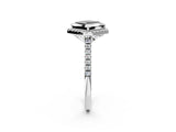 White gold Fancy Black Asscher Cut Diamond Cushion Halo Ring with Pavé Band_26