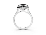 White gold Fancy Black Asscher Cut Diamond Cushion Halo Ring with Pavé Band_27