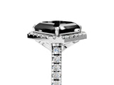 White gold Fancy Black Asscher Cut Diamond Cushion Halo Ring with Pavé Band_29