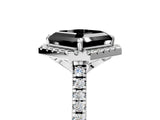 White gold Fancy Black Asscher Cut Diamond Cushion Halo Ring with Pavé Band_5