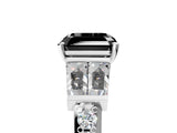 White gold Fancy Black Asscher Cut Diamond Engagement Ring with Baguette Side Stones and Channel Set Band_17