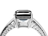 White gold Fancy Black Asscher Cut Diamond Engagement Ring with Milgrain Channel Set Band and Prong Setting_4