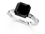 White gold Fancy Black Asscher Cut Diamond Engagement Ring with Side Stone Accents and Four-Prong Setting_13