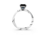 White gold Fancy Black Asscher Cut Diamond Engagement Ring with Side Stone Accents and Four-Prong Setting_15