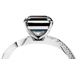 White gold Fancy Black Asscher Cut Diamond Engagement Ring with Side Stone Accents and Four-Prong Setting_16
