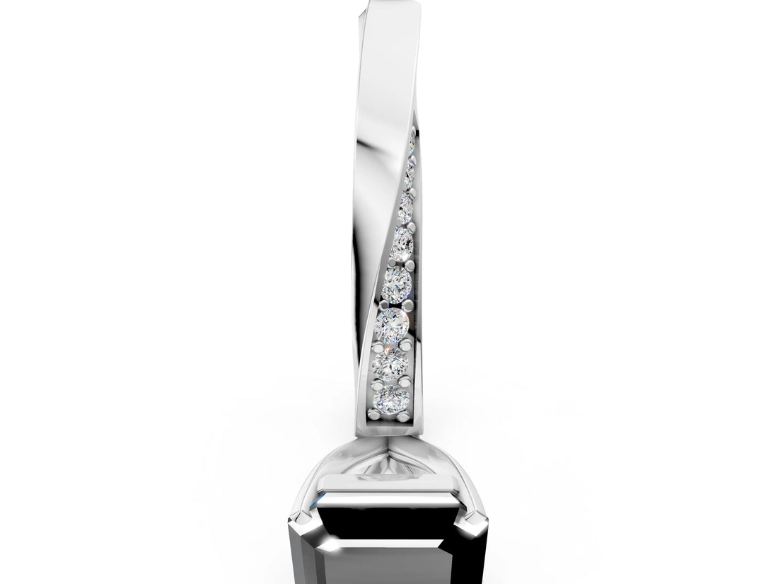 White gold Fancy Black Asscher Cut Diamond Engagement Ring with Side Stone Accents and Four-Prong Setting_198