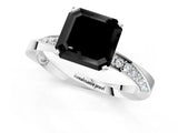 White gold Fancy Black Asscher Cut Diamond Engagement Ring with Side Stone Accents and Four-Prong Setting_199