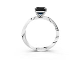 White gold Fancy Black Asscher Cut Diamond Engagement Ring with Side Stone Accents and Four-Prong Setting_201