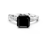 White gold Fancy Black Asscher Cut Diamond Engagement Ring with Side Stone Accents and Four-Prong Setting_24