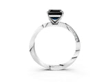 White gold Fancy Black Asscher Cut Diamond Engagement Ring with Side Stone Accents and Four-Prong Setting_27