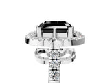White gold Fancy Black Asscher Cut Diamond Floral Halo Split Shank Prong Setting Ring_17