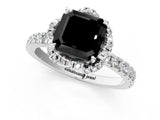 White gold Fancy Black Asscher Cut Diamond Halo Pave Band with Four-Prong Setting_28