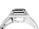 White gold Fancy Black Asscher Cut Diamond Halo Ring with Split Shank Pavé Band and Four-Prong Setting_16