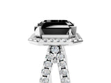 White gold Fancy Black Asscher Cut Diamond Halo Ring with Split Shank Pavé Band and Prong Setting_17