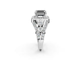 White gold Fancy Black Asscher Cut Diamond Halo Ring with Split Shank and Bezel Accents and Four-Prong Setting_2