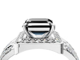 White gold Fancy Black Asscher Cut Diamond Halo Ring with Split Shank and Bezel Accents and Four-Prong Setting_4