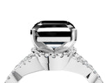 White gold Fancy Black Asscher Cut Diamond  Halo Twist Band Solitaire Prong Setting Ring_29