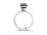 White gold Fancy Black Asscher Cut Diamond Milgrain Pavé Engagement Ring with Four-Prong Setting_3