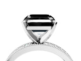 White gold Fancy Black Asscher Cut Diamond Milgrain Pavé Engagement Ring with Four-Prong Setting_4