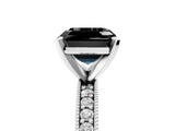White gold Fancy Black Asscher Cut Diamond Milgrain Pavé Engagement Ring with Four-Prong Setting_5