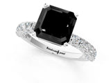 White gold Fancy Black Asscher Cut Diamond Pavé Band Solitaire Ring with Prong Setting_13