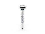White gold Fancy Black Asscher Cut Diamond Pavé Band Solitaire Ring with Prong Setting_14