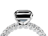 White gold Fancy Black Asscher Cut Diamond Pavé Band Solitaire Ring with Prong Setting_16