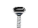 White gold Fancy Black Asscher Cut Diamond Pavé Band Solitaire Ring with Prong Setting_17