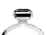 White gold Fancy Black Asscher Cut Diamond Pavé Engagement Ring with Round  Accents and Prong Setting_28