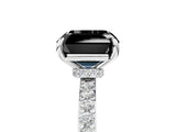 White gold Fancy Black Asscher Cut Diamond Pavé Engagement Ring with Round  Accents and Prong Setting_29