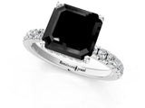 White gold Fancy Black Asscher Cut Diamond Pave Band Solitaire Ring with Round  and Prong Setting_73