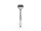 White gold Fancy Black Asscher Cut Diamond Pave Band Solitaire Ring with Round  and Prong Setting_74