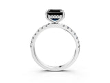 White gold Fancy Black Asscher Cut Diamond Pave Band Solitaire Ring with Round  and Prong Setting_75