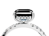 White gold Fancy Black Asscher Cut Diamond Pave Band Solitaire Ring with Round  and Prong Setting_76