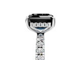 White gold Fancy Black Asscher Cut Diamond Pave Band Solitaire Ring with Round  and Prong Setting_77