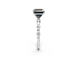 White gold Fancy Black Asscher Cut Diamond Prong Set Engagement Ring with Pave Band_2