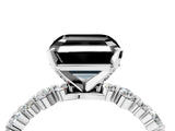 White gold Fancy Black Asscher Cut Diamond Prong Set Engagement Ring with Pave Band_4